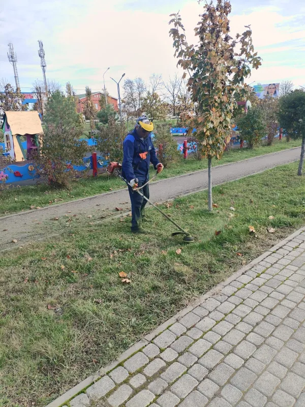 МУП «Коммунальник» выполнил покос травы на территории сквера, возле Ейского шоссе