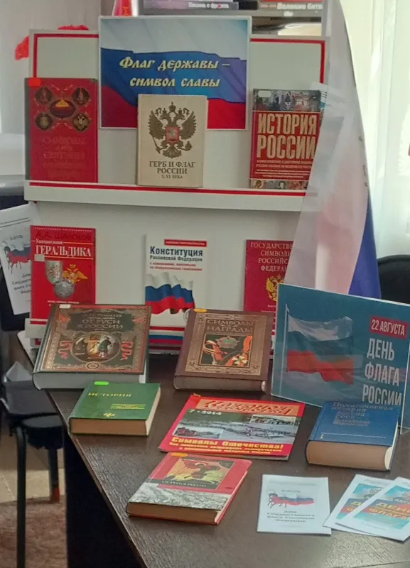 В Новотитаровской сельской библиотеке прошёл познавательный час «Гордо реет флаг России»