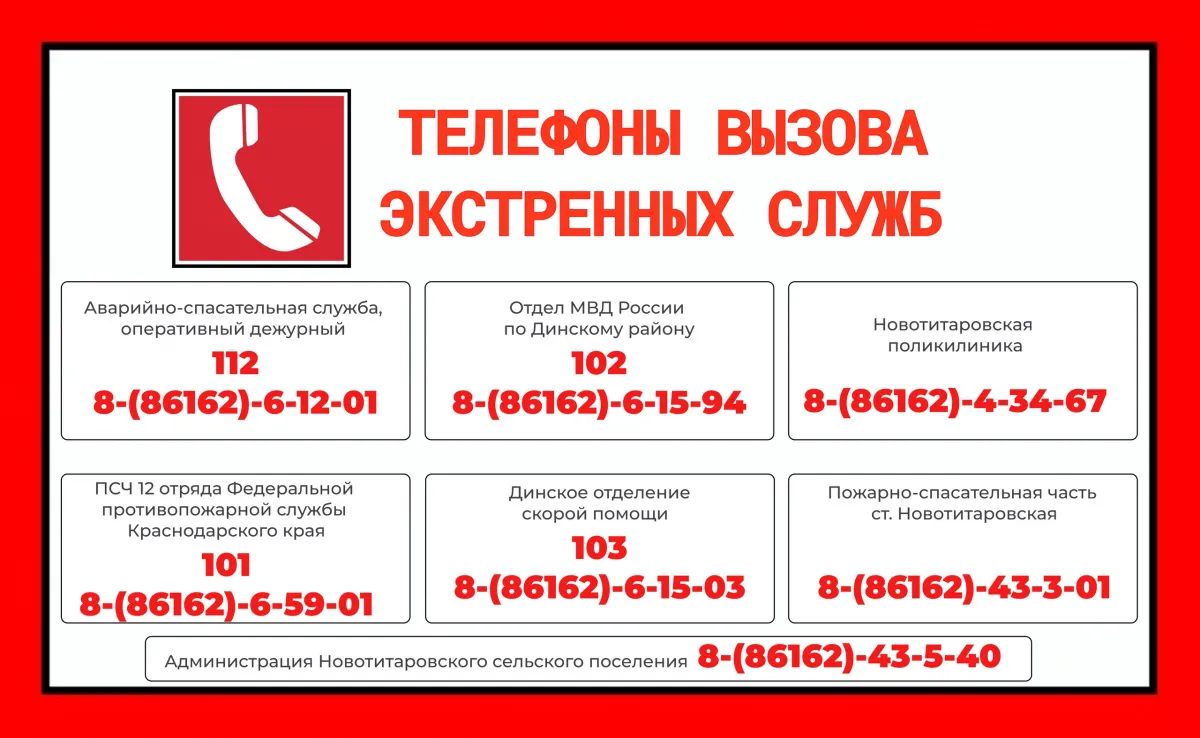 Телефоны вызова экстренных служб